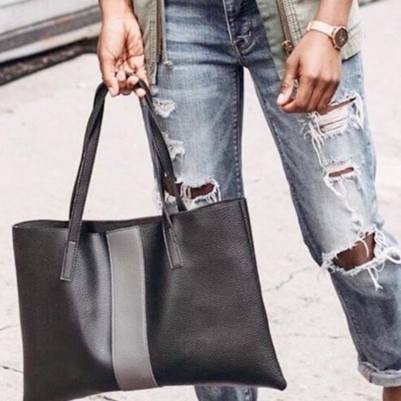 Vince Camuto Handbags - NWT Vince Camuto vegan leather black gray tote new